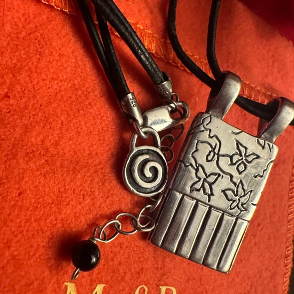 WOW POSHMARK - Authentic Me&Ro Sterling Floral Peace Pendant Leather Cord